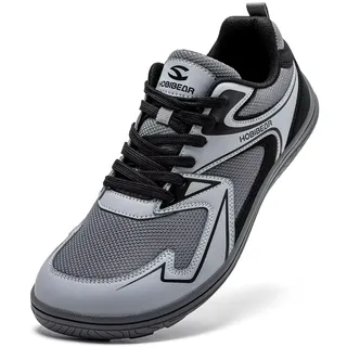 HOBIBEAR Barfußschuhe für Damen und Herren Walking Sneaker mit Breiter Zehenkappe Unisex Zero Drop rutschfeste Freizeitschuhe Turnschuhe(Dunkel Grau, EU 37) - 37 EU