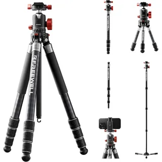 Freewell Das echte Multi-Stativ 5-in-1 Kohlefaser | Design für Kameras & Smartphones-Halterung Stativ, Einbeinstativ, Trekkingstock, Desktop-Modus – bis zu 20 kg Nutzlast