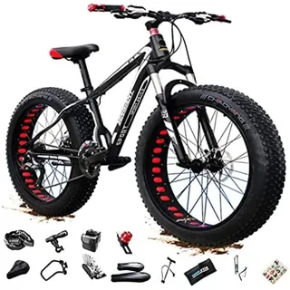 Bor Mountainbike, 26 Zoll Mountainbike MTB Fatbike Erwachsene, Fat Tire Mountain Trail Bike, 27/30 Speed ​​Bike, Double Full Suspension, Double Disc Brake,YUYANAIAI
