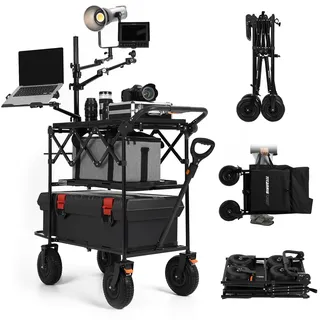 TARION Titanrig Cart Faltbarer Kamerawagen Robuster Film Wagen Rollwagen | Film Cart Kamera Wagen Videowagen mit Schwenkrädern & hoher Tragkraft für Studio Bühne Filmemacher Profi Fotografen
