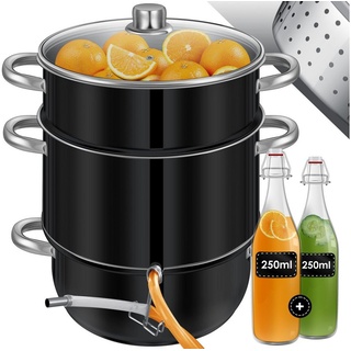 Kesser KESSER® Dampfentsafter 15 L Edelstahl Entsafter Saftpresse Inkl. 2x Bügelflasche Obst und Gemüse - für alle Herdarten geeignet auch Induktion Ø 26cm spülmaschinengeeignet Induktionsdampfentsafter