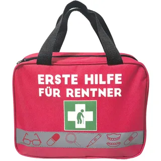 LOOBEAR Erste Hilfe Tasche für Rentner - Lustiges Rentner Geschenk zum Ruhestand Abschied für Kollegen Deko Geschenk für Frauen und Männer zur Rente Ruhestand Geschenke für männer (Rot, Ohne Inhalt)