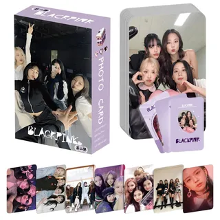 Blackpiink Fotokarten 55 Stück, BP Born Pink World Tour Album Karten, Kpop Lomo Photocards Geschenk für Fans (Abdeckung zufällig)