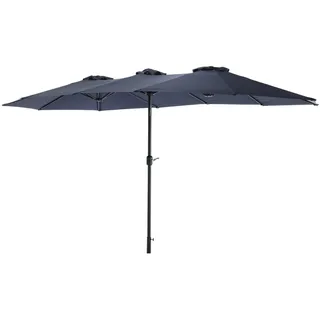 SeedWave Sonnenschirm 450x267 cm, Wasserdichtes Polyester, Stabiles 12-Rippen-Gestell, Einfaches Kurbelsystem, Platzsparend, XXL blau