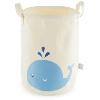 Bieco Wäschekorb Baby Wal | Großer Aufbewahrungskorb Kinder Baumwolle und Wasserabweisend, faltbar,Aufbewahrungskörb für Spielzeug (Dinosaurier)