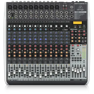 Behringer XENYX QX2442USB Premium 4/2-Bus-Mixer mit 24 Eingängen, XENYX-Mikrofonvorverstärkern und -Kompressoren, Klark Teknik Multi-FX-Prozessor, Wireless-Option und USB/Audio-Schnittstelle