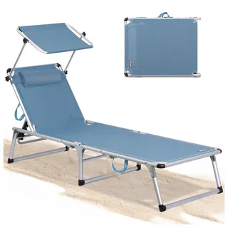 HOMECALL Strandliege Leicht Alu Blau