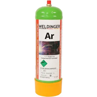 110 bar Argon 4.6 Schutzgas-Einwegflasche 1 Liter (110 Liter Schweißgas für WIG und MIG-Schweißen)