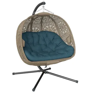 Outsunny Hängesessel oval Sand / Schwarz  2-Sitzer mit Gestell 
