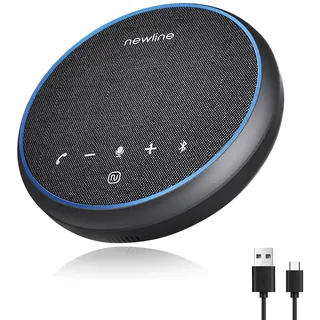N newline Konferenzlautsprecher mit Mikrofon Bluetooth USB Lautsprecher für PC, Geräuschunterdrückung, 360°Sprachaufnahme 43 Stunden Standby, Speaker kompatibel mit Zoom, Teams, Skype, Home Office