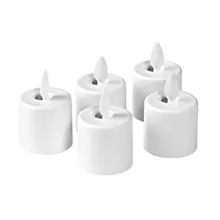 Duni LED Set Moving Flame, wiederaufladbar, Warm White, 5 Stück, Ersatzteil 38 x Ø 36 mm 25 Std. Weiß,