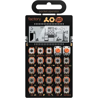 Teenage Engineering PO-16 Factory - Lead Synthesizer Pocket Operator (16 Step Sequenzer, Micro Drum Machine, 16 Effekte, Lautsprecher, Line In/Out, LCD-Display)