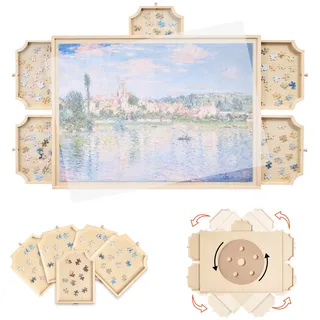 Vevor 1000-teiliges drehbares Puzzlebrett mit 5 Schubladen & Abdeckung, tragbarer Puzzletisch (736 x 535 mm), Puzzle-Zubehör für Erwachsene, Puzzle-