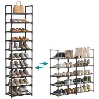 Songmics Schuhregal 28 x 173 x 45 cm schwarz / schwarz