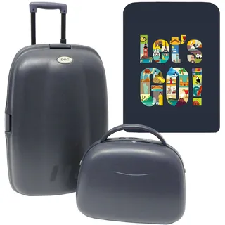 Set mit Koffertrolley + ABS-Kosmetiktasche inklusive Einer Schutzhülle von Let's Go, bunt, Kofferset Trolley + Kulturbeutel mit Schutzhülle