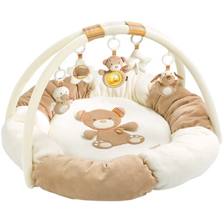 Fehn 3-D-Activity-Nest Spielbogen Rainbow – Baby Krabbeldecke rund mit 5 abnehmbaren Spielzeugen zum Greifen – Spieldecke für Babys und Kinder ab 0+ Monaten – Krabbelmatte als Geschenk zur Geburt