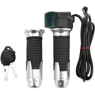 Gasgriff Für Elektrofahrräder Mit Grüner Digitalanzeige Und Silberner Strukturbeschichtung – 2 Stück