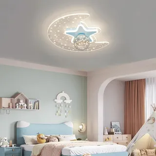 Stesulfr Deckenleuchte Kreative Kinderzimmer Dimmbare LED mit Fernbedienung Kronleuchter Mondform Deckenlampe Moderne Dekorative Beleuchtungsvorrichtung Geeignet für Jungen Mädchen Schlafzimmer Babyzi