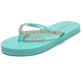 JOMIX Flip Flops Strand Damen Sandaletten Flach Zehentrenner Sommer Frauen Sandalen Elegant Damen-Zehentrenner (Blau, 40 EU, SD9321) - 40 EU