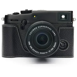 X-Pro 3 Hülle, Zakao handgefertigte Echtleder-Halb-Kameratasche für Fujifilm Fuji X-Pro3 XPro3 X-Pro2 XPro2 mit Handschlaufe (schwarz)
