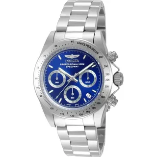 Invicta Speedway 14382 Herren uhr - Wasserdicht - Analog - Quarzuhrwerk - Edelstahl mit blauen zifferblat - 39mm - Silber
