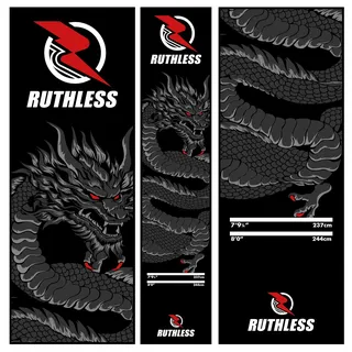 RUTHLESS Dartmatte | strapazierfähige, rutschfeste und langlebige Teppich-Dartmatte für den Boden, Schwarz (Drachen)