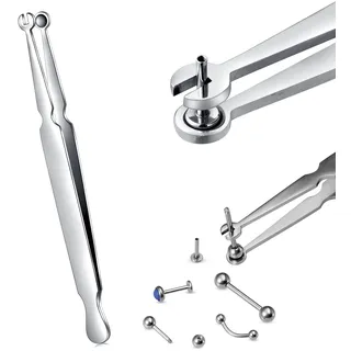 LAURITAMI Piercing Zange,Piercing Kugel Aufdreher Fixierpinzette,Schmuckwechsel Werkzeug Piercingzange Einfaches und Bequemes Wechseln für Knorpel Nasen Labret und Helix Piercings Schmuck