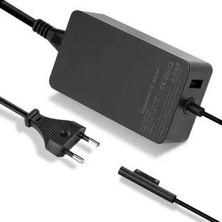 Surface Pro Ladegerät, 44W 15V 2.58A(Arbeitet mit 39W/36W/24W) Microsoft Netzteil für Surface Pro 3/4/5/6, Windows Tablet, Surface Book 1/2, Surface Laptop 1/2, Surface Go, mit 5V 1A USB-Anschluss