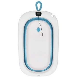 Babybadewanne (0-9 Jahre) mit Temperaturanzeige - Faltbare Badewanne für die Dusche, für Neugeborene, Faltbare Badewanne für die ganze Familie-80*50*23cm-blau