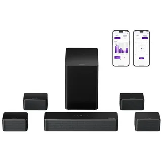 Ultimea Poseidon D70 Soundbar 7.1 Virtual Surround Sound (Bluetooth, 410 W, Mit einstellbarem Subwoofer und Surround-Lautsprechern, App-Steuerung) schwarz