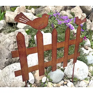 LB H&F Lilienburg Gartenstecker Gartendeko Rost Edelrost Dekofigur Garten Ostern Frühling (Blumenstecker Blumenkasten Metall Balkon Terrasse Kübel Beetstecker Beeteinfassung Osterstecker Dekostecker Dekoration, Gartenstecker Roststecker Rostdeko Gartenzaun Zierzaun) Osterdeko Frühlingsdeko aussen Zaun draussen Vogel Vögel braun