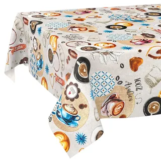 ANRO Wachstuchtischdecke abwaschbar Coffee Time 120 x 140 cm Braun