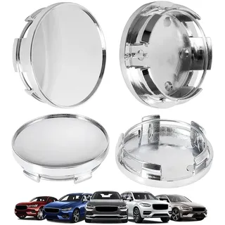 WeddHuis 4 Stück Universal Radnabenkappen Nabendeckel 60mm 56mm Felgenkappen Radnabenabdeckung ABS Silber für Auto Alufelgen Radnaben