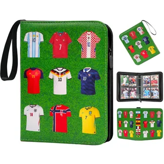Oirigaga WM 2026 Fussball Sammelkarten Album für 400 Karten, 4 Taschen 50 Hüllen Fußball Karten Sammelalbum Sammelmappe Sammelheft Sammelbuch mit Reißverschluss Tragegriff, Wasserfeste Heft Ordner