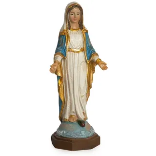 moritz Jungfrau Maria Statue 11,5 cm - Handbemalte Madonna Figur mit blau-goldenem Gewand - Kleine Marienfigur für Gebetsraum - Katholische Deko aus Kunstharz
