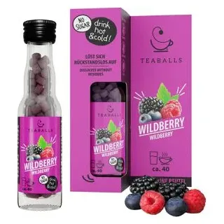 TEABALLS Tee Wildberry Drink Hot & Cold, Früchtetee mit intensivem Beerengeschmack, 15 g, 40 Stück