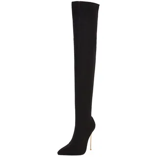 Vrupons Fashion Damen Overknee Stiefel mit Stilettoabsatz(Schwarz, 46) - 46 EU