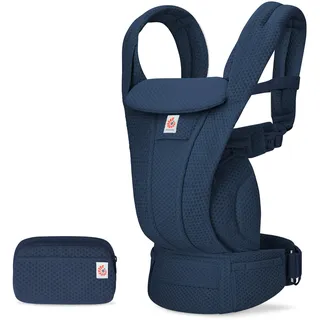 Ergobaby Omni Deluxe All-in-One Babytrage für Neugeborene ab Geburt bis 20kg, Ergonomische 4-Positionen Mesh Babytrage Rückentrage Baby-Tragetasche, Midnight Blue
