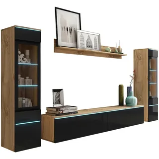 P & B Wohnwand Vera, 4-tlg. ca. 240x130 cm, Eiche Wotan,