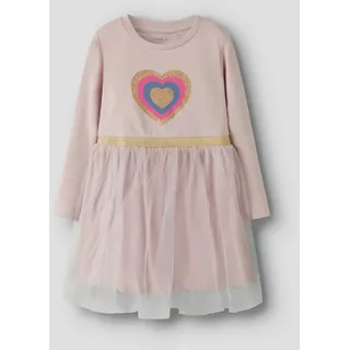 NAME IT Tüllkleid "NMFNASTAR LS DRESS", Mädchen, Gr. 128, N-Gr, lila (burnished lila), Tüll, Obermaterial: 65% Baumwolle, 33% Polyester, 2% Elasthan, Rundhals, Kleider Tüllkleid