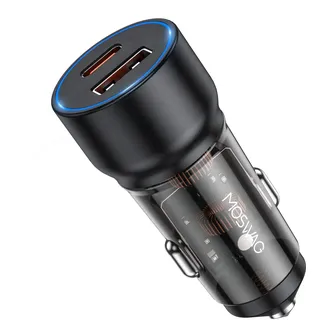 MOSWAG Zigarettenanzünder USB Ladegerät, 75W 2-Port USB-C Kfz-Ladegerät, Car Charger Für iPhone 17/16/15/14/13/12 Serie, Samsung Galaxy S23/S22/S21 Serie, iPad Pro, AirPods und Mehr