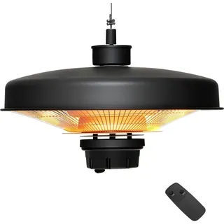 Costway Infrarot Deckenheizstrahler 2000W, Terrassenstrahler Elektroheizung zum Aufhängen, Heizgerät mit Fernbedienung, Infrarotstrahler IP65 was... - Schwarz
