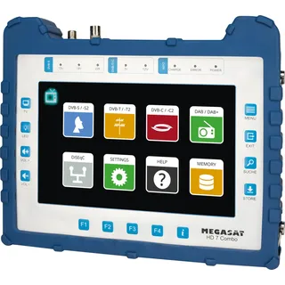 Megasat HD 7 Combo – Messgerät (für DVB-S, DVB-S2, DVB-T, DVB-T2, DVB-C, DAB+, Live-TV Bild, Unicable, 8,9′′ Farbdisplay, Akku, Lampe)