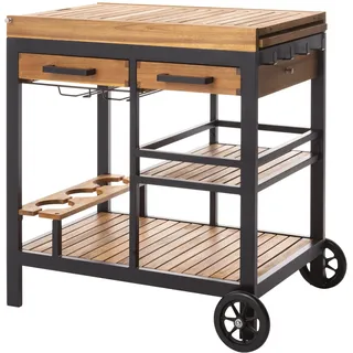 Dehner Servierwagen Liverpool 150 x 82 x 52 cm Schwarz/Natur