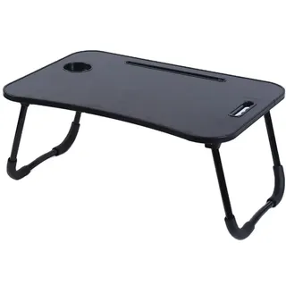 HERZBERG HG04173, Faltbarer Schreibtisch mit Becherhalter und Tablethalter, Ergonomischer und vielseitiger Schreibtisch für Arbeit und Freizeit, aus MDF und pulverbeschichtetem Metall,