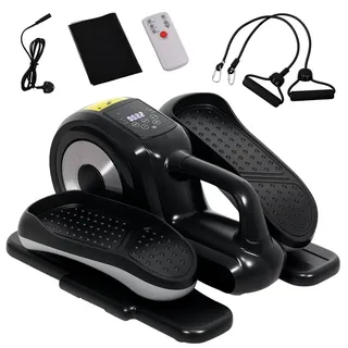 SPORTNOW Mini-Ellipsentrainer Untertisch Mini Crosstrainer für zuhause Ellipsen Beintrainer mit 12-stufig Geschwindigkeit, LCD Anzeige, Fernbedienung - Schwarz