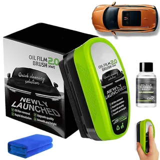 Clear Vision Autoglasreiniger, Clearvision Car Windshield Cleaner, Automotive Oil Film Cleaning Brush, 2.0 Upgrade Clear Vision Glass Cleaner, Improves Clarity and Visibility (1 set)