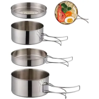 Campingpfannen zum Kochen - Rucksack-Campingtopf | Edelstahl, kompakt, langlebig, leicht, Camping-Kochtopf-Set, Campingausrüstung für Camping, Wandern, Picknick Luckxing