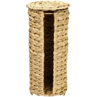 HMF 37255 Toilettenpapier Aufbewahrung geflochten aus Wasserhyazinthe, Klopapierhalter stehend, 3 WC Rollen 37 x 17 cm
