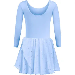 trudge Mädchen Ballettkleid Langarm mit Glitzer Tütü Blau 140 - 140